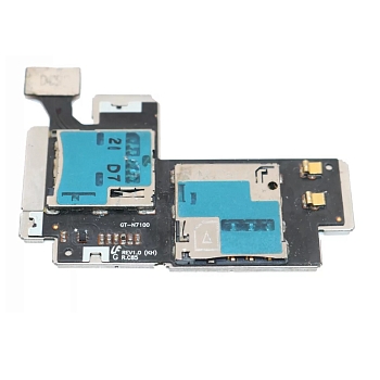 Разъем SIM карты и карты памяти для телефона Samsung N7100, N7108 на шлейфе